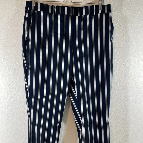 H&M Cigarette Trousers Blue & White Stripe Trousers Women’s Size 14 - Picture 3 of 10